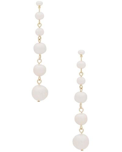 Ettika Multi Freshwater Pearl Linear Earrings - White