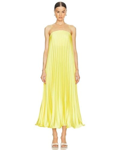 SELEZZA LONDON Gianna Pleated Midi Dress - Yellow