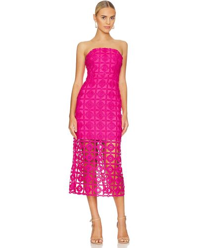 MILLY Kait Tile Lace Midi Dress - Pink