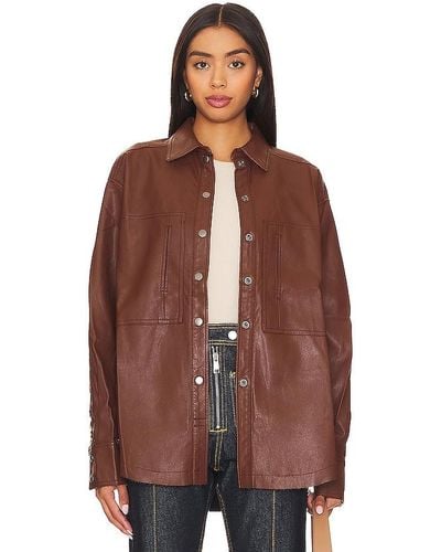 Free People Easy Rider Faux Leather Shacket - Brown