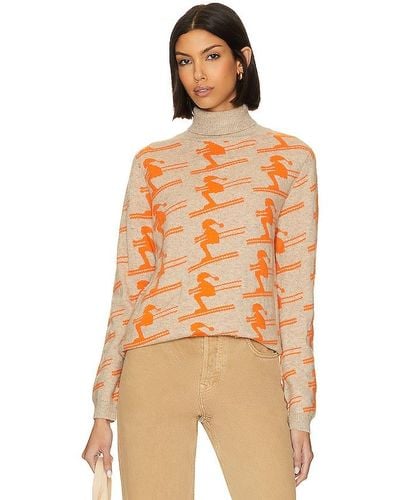 Jumper 1234 All Over Ski Roll Collar Sweater - Orange