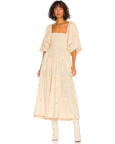 Free People Dahlia Embroidered Maxi Dress - Natural