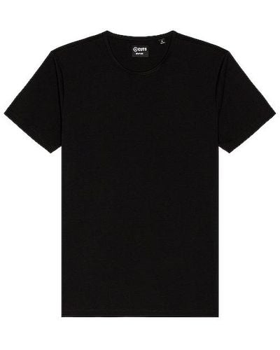 Cuts Crew Split Hem T-shirt - Black