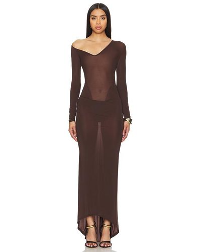 LAQUAN SMITH Convertible Neckline Gown - Brown