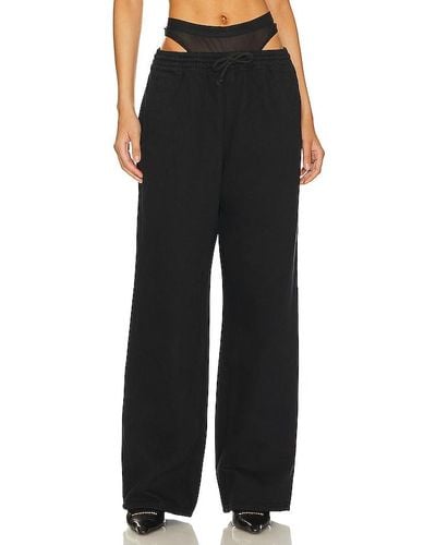 Alexander Wang Denim Track Pant Black Mesh Undie