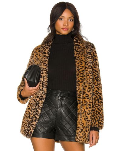 Adrienne Landau Leopard Faux Fur Jacket - Brown