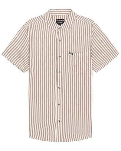Brixton Charter Herringbone Stripe Short Sleeve Shirt - White