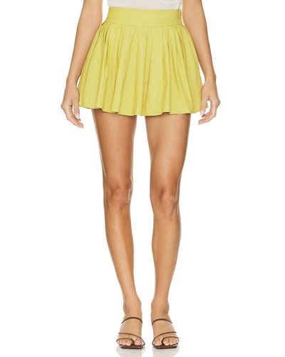 OW Collection Mira Pleats Skirt - Yellow