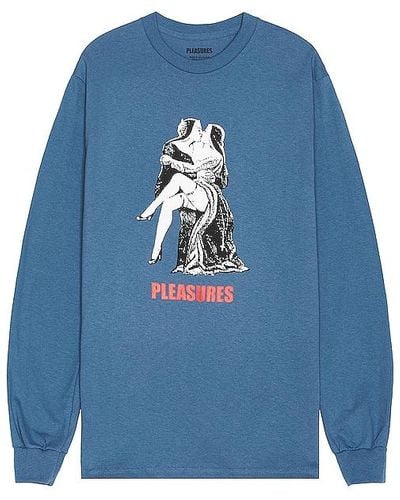 Pleasures French Kiss Long Sleeve T-shirt - Blue