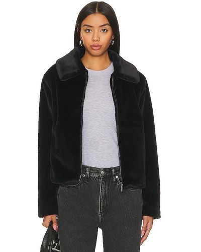 Sanctuary Going Out Faux Fur Coat - Black