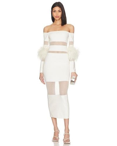 LAPOINTE Sheer Cotton Viscose Intarsia Dress - White