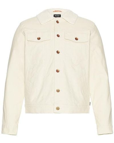 Brixton Builders Cable Stretch Sherpa Lined Trucker Jacket - Natural