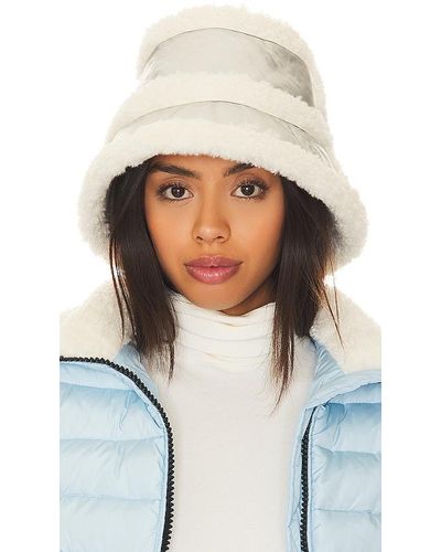 Jocelyn Faux Shearling Metallic Bucket Hat - White