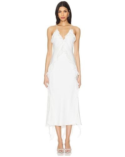 Bardot Marsella Ruffle Midi Dress - White