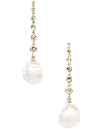 Shashi Diamond Baroque Drop Earring - White