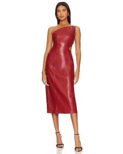 House of Harlow 1960 X Revolve Bordeaux Faux Leather Midi Dress - Red