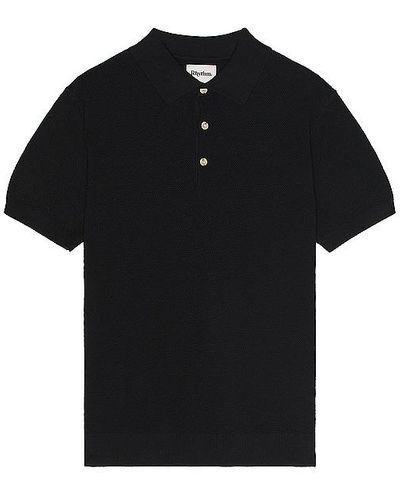 Rhythm Textured Knit Short Sleeve Polo - Black