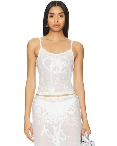 MARRKNULL Lace Cami - White