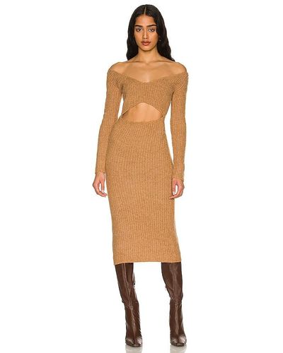 Bardot Rhia Off Shoulder Dress - Brown