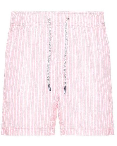 Vintage Summer Mens Swim Short W/ Stripe - Pink