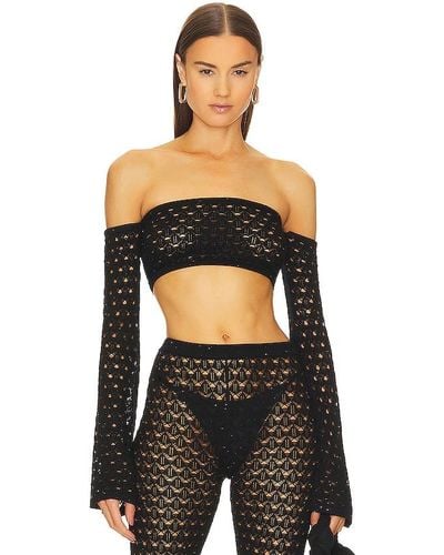 Michael Costello X Revolve Neola Off Shoulder Sequined Top - Black