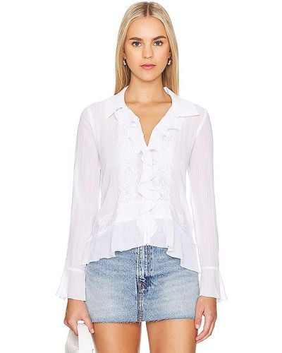 Free People Bad At Love Solid Blouse - White