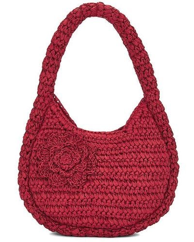 Damson Madder Rosette Straw Bag - Red