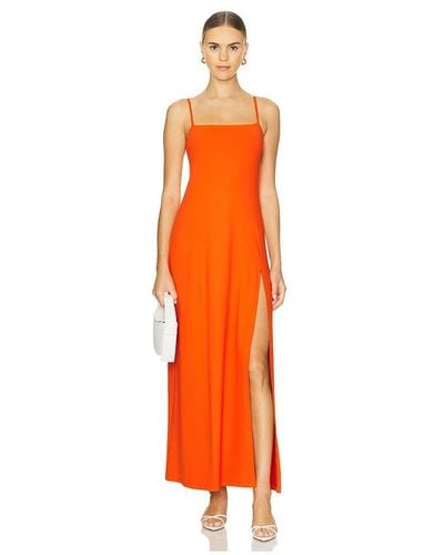Susana Monaco Wide Strap Flare Slit Dress - Orange