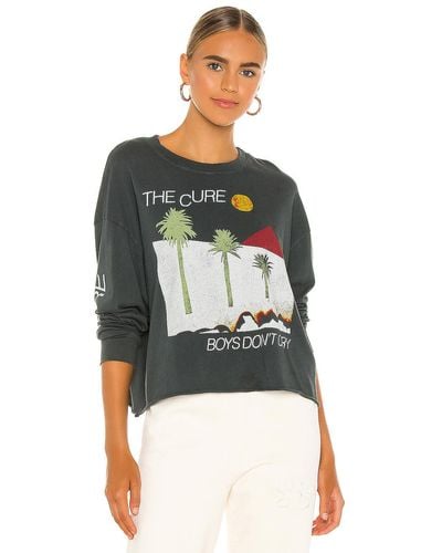 Daydreamer The Cure Boys Don't Cry Oversized Long Sleeve Crop Tee - Black
