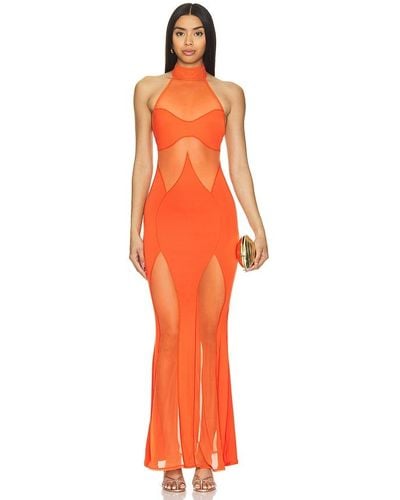 OW Collection Siena Halter Dress - Orange