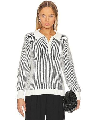 525 Plaited Johnny Collar Pullover Sweater - Gray