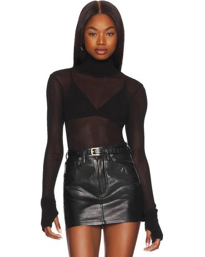 Enza Costa Mesh Cuffed Turtleneck - ブラック