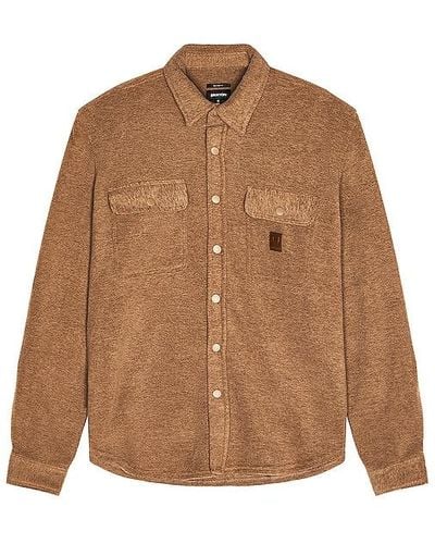 Brixton Bowery Long Sleeve Arctic Stretch Fleece Overshirt - Brown