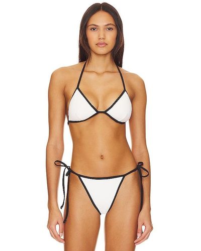GOOD AMERICAN Varsity Triangle Bikini Top - White