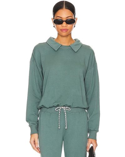 Monrow Supima Fleece Collared Sweatshirt - Green