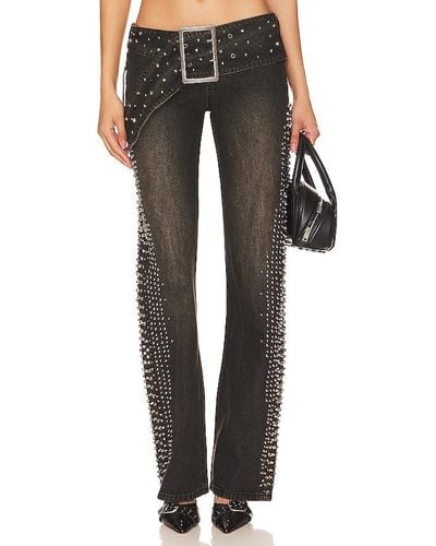 Jaded London Studded Low Rise Jeans - Black