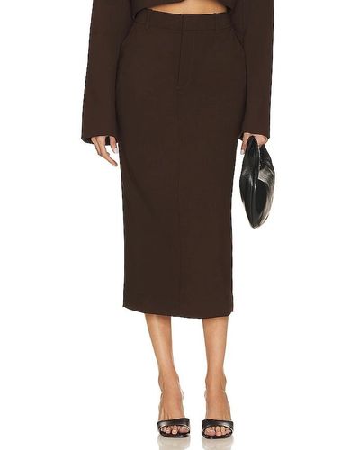 GRLFRND The Trouser Midi Skirt - Brown