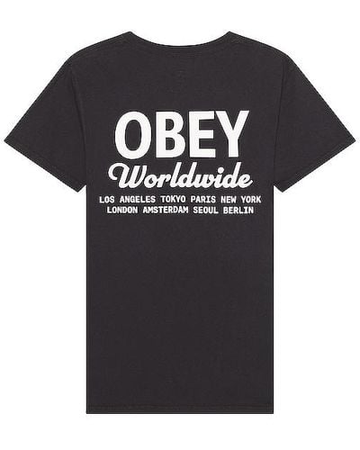 Obey Worldwide Script Tee - Black