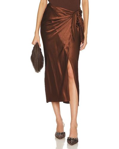 Enza Costa Satin Wrap Skirt - Brown