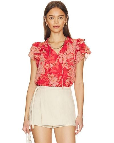 1.STATE Ruffle Sleeve Top In Coral. Size Xxs. - Red
