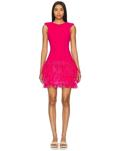 Aje. Rushed Fringe Knit Mini Dress - Pink