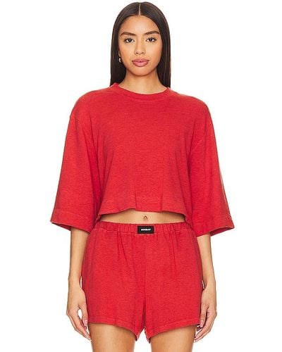 Monrow T-SHIRT OVERSIZED FRENCH TERRY - Rouge