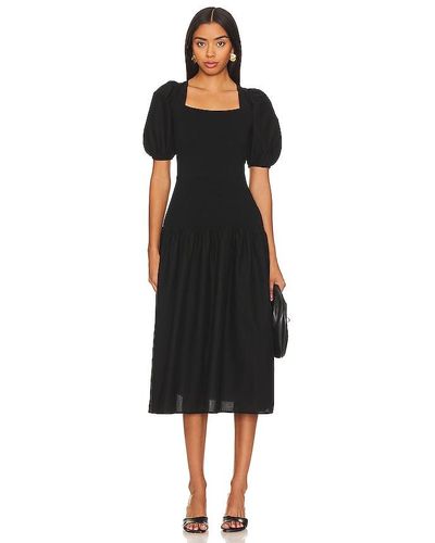 Nation Ltd Cordelia Lace Up Midi Dress - Black