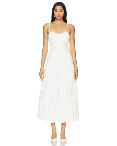 Nicholas Salem Drop Waist Broomstick Midi Dress - White