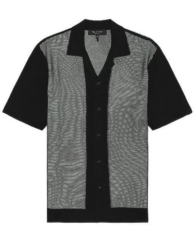 Rag & Bone Harvey Knit Camp Shirt - Black