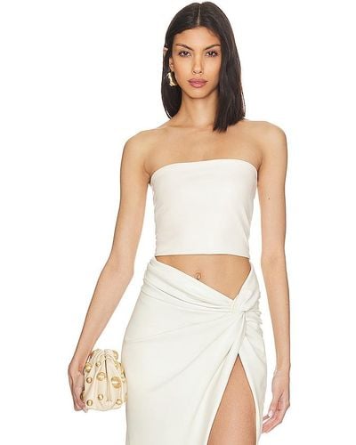 LAPOINTE Stretch Faux Leather Tube Top - White