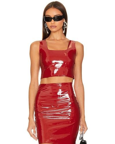 Commando Faux Patent Leather Crop Top - Red