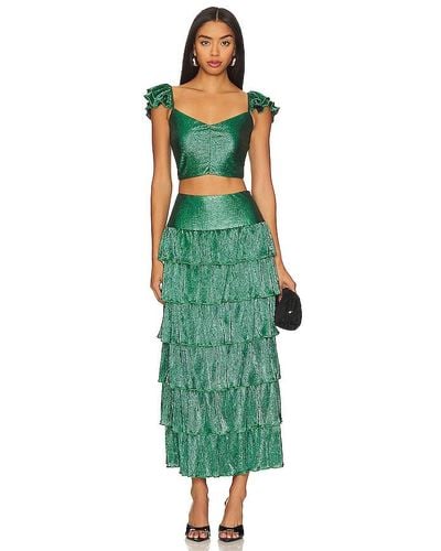 Saylor Catt Top & Midi Skirt Set - Green