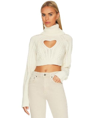For Love & Lemons Vera Cropped Cut Out Sweater - ナチュラル