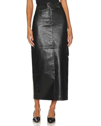 LPA Halle Faux Leather Maxi Skirt - Black